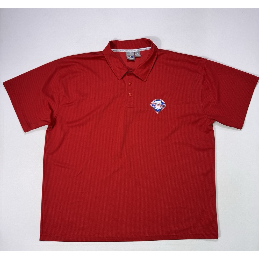 Majestic Philadelphia Phillies Polo Shirt Mens 3XL Red MLB Baseball VTG Logo